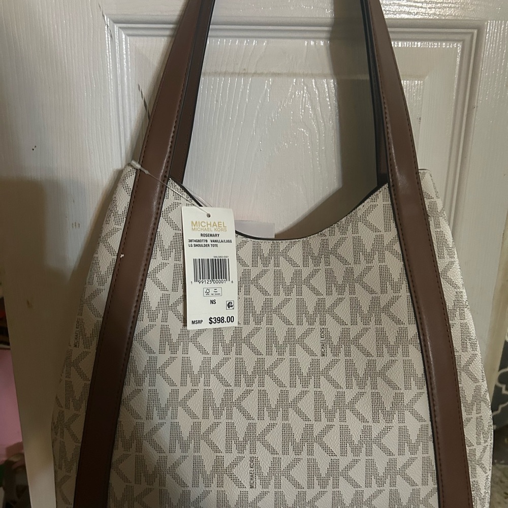Michael Kors Signature Monogram Tote in Vanilla and Brown